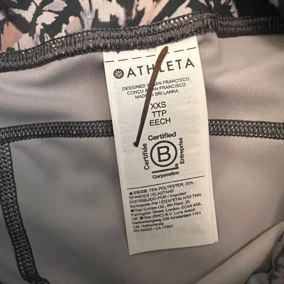 Athleta Gray Print Ultimate Stash 7/8 Tight XXS NWOT - Picture 8 of 9